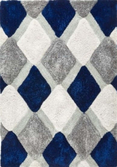 Rackhams 3D Navy Geometric Shaggy Rug - 60X110 cm - image 1