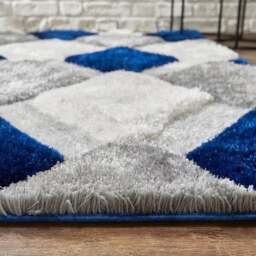 Rackhams 3D Navy Geometric Shaggy Rug - 60X110 cm - thumbnail 3