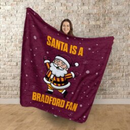 Rackhams Santa is a Bradford Football Fan - Luxury Fleece Blanket 150cm X 150cm - thumbnail 2