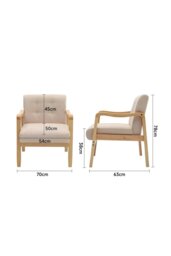 Rackhams Beige Wood Frame Upholstered Armchair with Square Leg - Beige - thumbnail 3