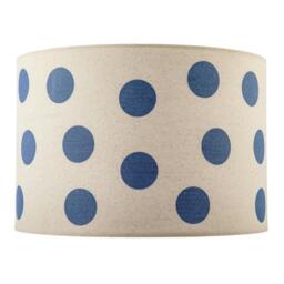 Rackhams Modern Dusty Amparo Blue Linen Fabric Polka Dot Design Drum Lamp Shade - thumbnail 3