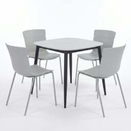 Rackhams Aspen Dining Set - White Sintered Stone Square Table & 4 Bali Dining Chairs - Black - thumbnail 3