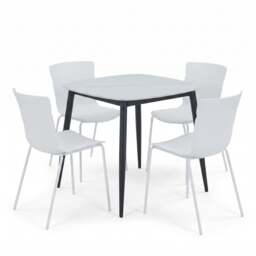 Rackhams Aspen Dining Set - White Sintered Stone Square Table & 4 Bali Dining Chairs - Black - thumbnail 4