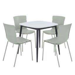 Rackhams Aspen Dining Set - White Sintered Stone Square Table & 4 Bali Dining Chairs - Black - thumbnail 2