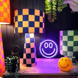 Rackhams Portable Checkerboard Velvet lamps in Peach Fuzz - Maxi - 112cm Height - Rechargeable LED Bulb - thumbnail 4