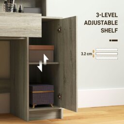 Rackhams Dressing Table with Mirror and Stool, Makeup Desk for Bedroom - Yes - Included - Natural wood - thumbnail 4