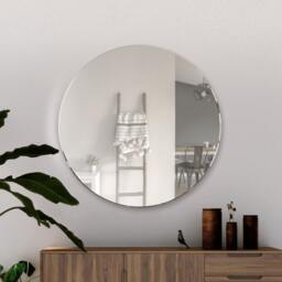 Rackhams FRAMELESS ALL GLASS Bevelled Classic Design Round Mirror  80cm x 80cm - Clear