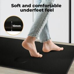 Rackhams Kitchen Mat 2PCS Non Slip Woven Rubber Floor Mat Absorbent Runner BLack - thumbnail 4
