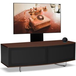 "Rackhams Caru Black Walnut Beam-Thru Remote Friendly Super-Contemporary D Shape Design 32""-65"" LED/OLED/LCD TV Cabinet with Mounting Arm"
