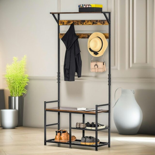 Rackhams Industrial 180CM Tall Coat Stand With 9 Hooks - image 1