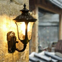 Rackhams Traditional Textured Black Outdoor Wall Lantern - thumbnail 3