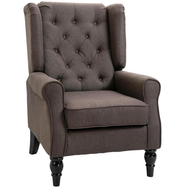 Rackhams Wingback Accent Chair, Retro Upholstered Button Tufted Occasional Chair for Living Room and Bedroom, Brown - image 1