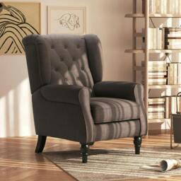 Rackhams Wingback Accent Chair, Retro Upholstered Button Tufted Occasional Chair for Living Room and Bedroom, Brown - thumbnail 2