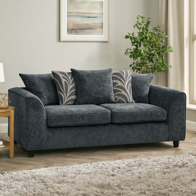 Rackhams Zina Chenille Fabric 3 Seater Sofa - Grey - image 1