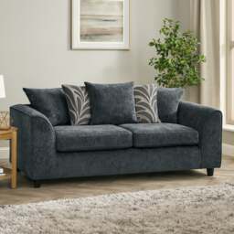 Rackhams Zina Chenille Fabric 3 Seater Sofa - Grey - thumbnail 1