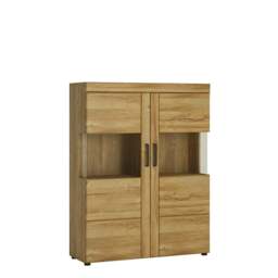 Rackhams Cortina Low wide 2 door display cabinet in Grandson Oak - Full Assembly Required - Grandson Oak - Matt