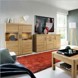 Rackhams Cortina Low wide 2 door display cabinet in Grandson Oak - Full Assembly Required - Grandson Oak - Matt - thumbnail 6