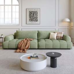 Rackhams Grayson Puff Two Seater, Three Seater, Four Seater Sofa, Suede - Others (Suede) - Two Seater 250cm - No ottoman - thumbnail 3