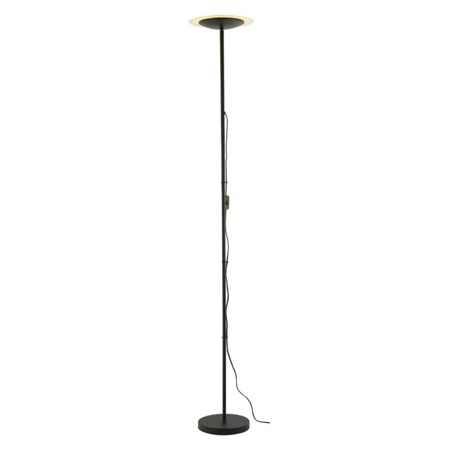 Rackhams LED Black Switched Uplighter Floor Lamp with Frosted White Polycarbonate Shade - image 1