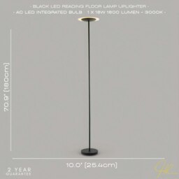 Rackhams LED Black Switched Uplighter Floor Lamp with Frosted White Polycarbonate Shade - thumbnail 6