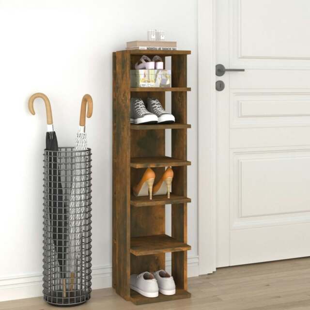 Rackhams Shoe Rack Smoked Oak 27.5x27x102 cm Engineered Wood