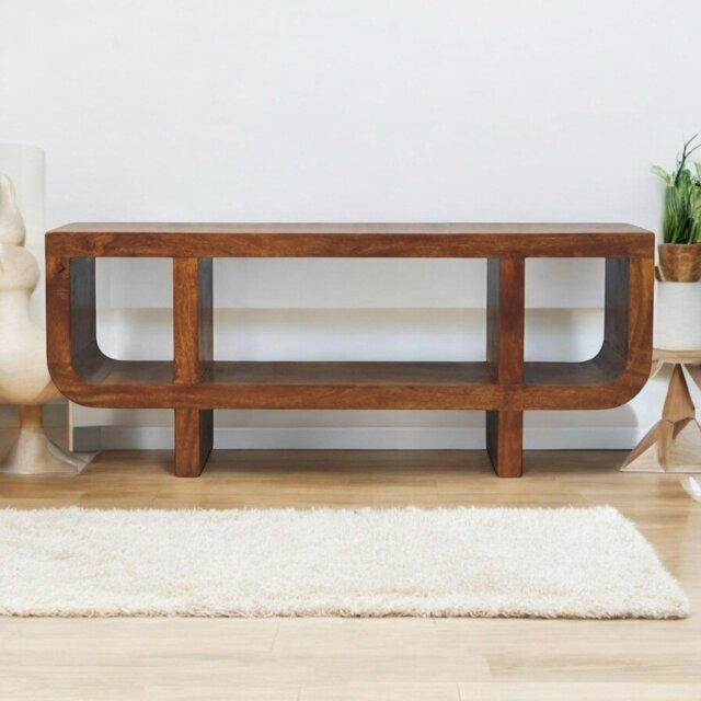 Rackhams Solid Wood Orion Curved Chestnut Media Unit - image 1