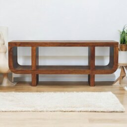 Rackhams Solid Wood Orion Curved Chestnut Media Unit - thumbnail 1