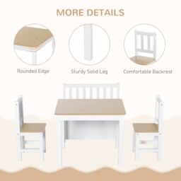 Rackhams 4-Piece Set Kids Wood Table Chair Bench w/ Storage Function for 3 Years+ - thumbnail 6