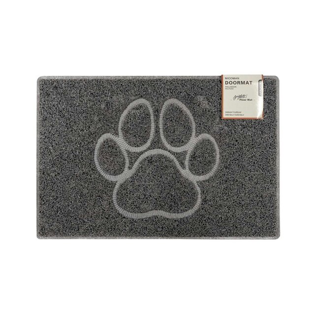 Rackhams Paw Medium Embossed Doormat in Grey - Grey - Vinyl - 1 - image 1