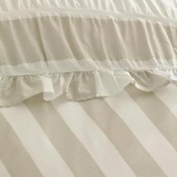 Rackhams Seersucker Frill Stripe Duvet Cover Set Natural - Super King - Natural - thumbnail 4