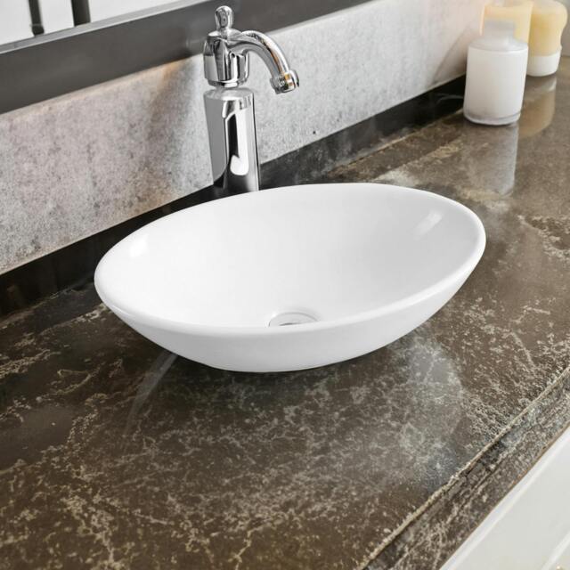 Rackhams 7529 Ceramic Oval Countertop Basin - White - One Size - image 1