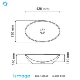 Rackhams 7529 Ceramic Oval Countertop Basin - White - One Size - thumbnail 3