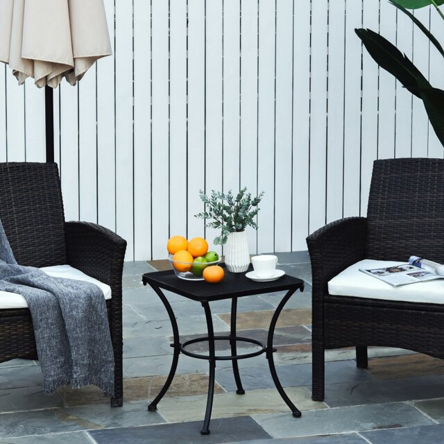 Rackhams 45cm Square Metal Outdoor Patio Bistro Table Coffee Desk Black - Black - Metal - image 1