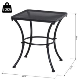 Rackhams 45cm Square Metal Outdoor Patio Bistro Table Coffee Desk Black - Black - Metal - thumbnail 5