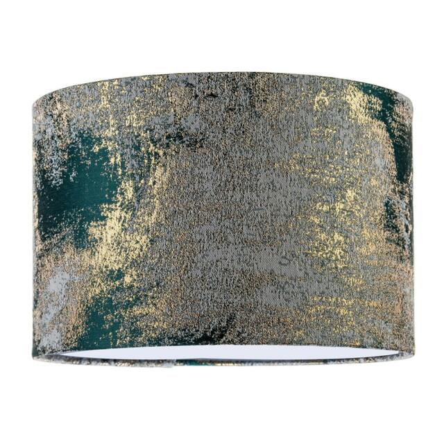 Rackhams Forest Green Jacquard Fabric Lamp Shade with Metallic Gold Highlights - image 1