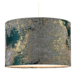 Rackhams Forest Green Jacquard Fabric Lamp Shade with Metallic Gold Highlights - thumbnail 2