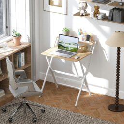Rackhams 70 cm Folding Computer Desk for Small Spaces Bedroom Natural - Natural wood finish - 70W x 62D x 86.5H cm