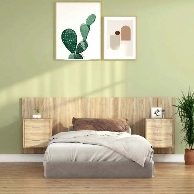 Rackhams Bed Headboard with Cabinets Sonoma Oak Engineered Wood - Brown - Engineered wood