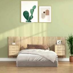Rackhams Bed Headboard with Cabinets Sonoma Oak Engineered Wood - Brown - Engineered wood