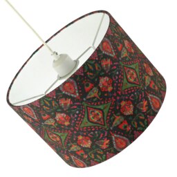 Rackhams Bohemian Kaleidoscope Cotton Lamp Shade with Green and Red Colouring - thumbnail 5