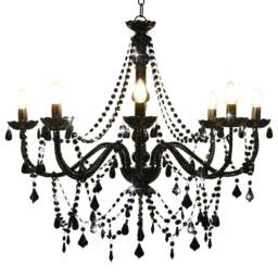 Rackhams Chandelier with Beads Black 8 x E14 Bulbs - thumbnail 1
