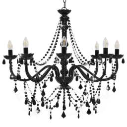 Rackhams Chandelier with Beads Black 8 x E14 Bulbs - thumbnail 2
