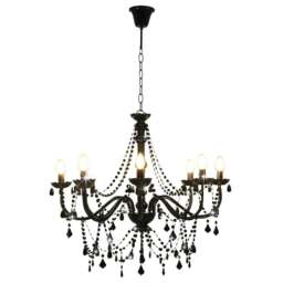 Rackhams Chandelier with Beads Black 8 x E14 Bulbs - thumbnail 3