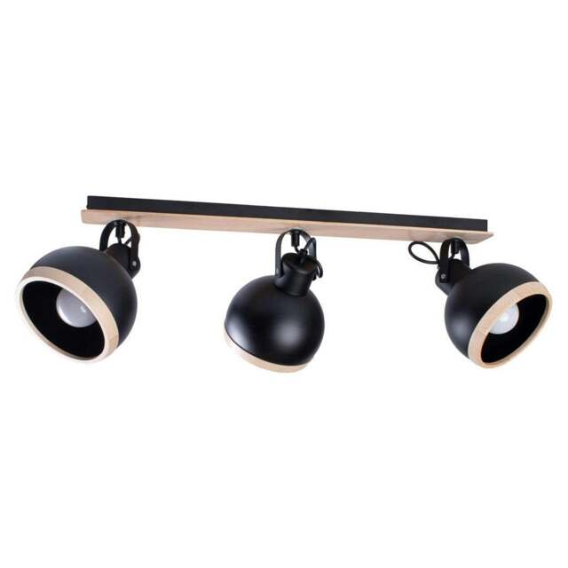 Rackhams Oval Ceiling Lamp Hand Made Black With Natural Wood - image 1
