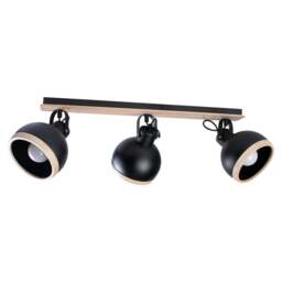 Rackhams Oval Ceiling Lamp Hand Made Black With Natural Wood - thumbnail 5