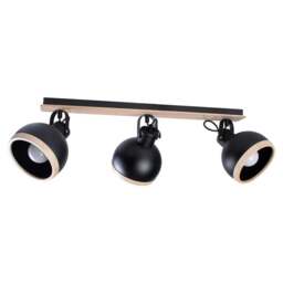 Rackhams Oval Ceiling Lamp Hand Made Black With Natural Wood - thumbnail 1