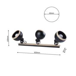 Rackhams Oval Ceiling Lamp Hand Made Black With Natural Wood - thumbnail 4