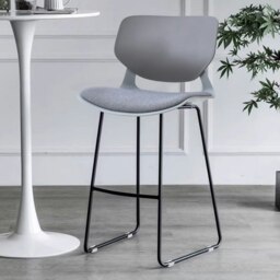 Rackhams Livingandhome Modern Gray Plastic Bar Stools with Black Painted Legs, Set of Two - thumbnail 5