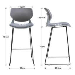 Rackhams Livingandhome Modern Gray Plastic Bar Stools with Black Painted Legs, Set of Two - thumbnail 6