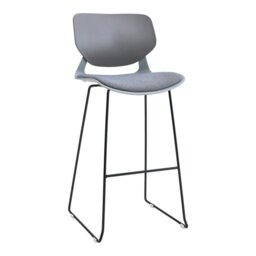 Rackhams Livingandhome Modern Gray Plastic Bar Stools with Black Painted Legs, Set of Two - thumbnail 3